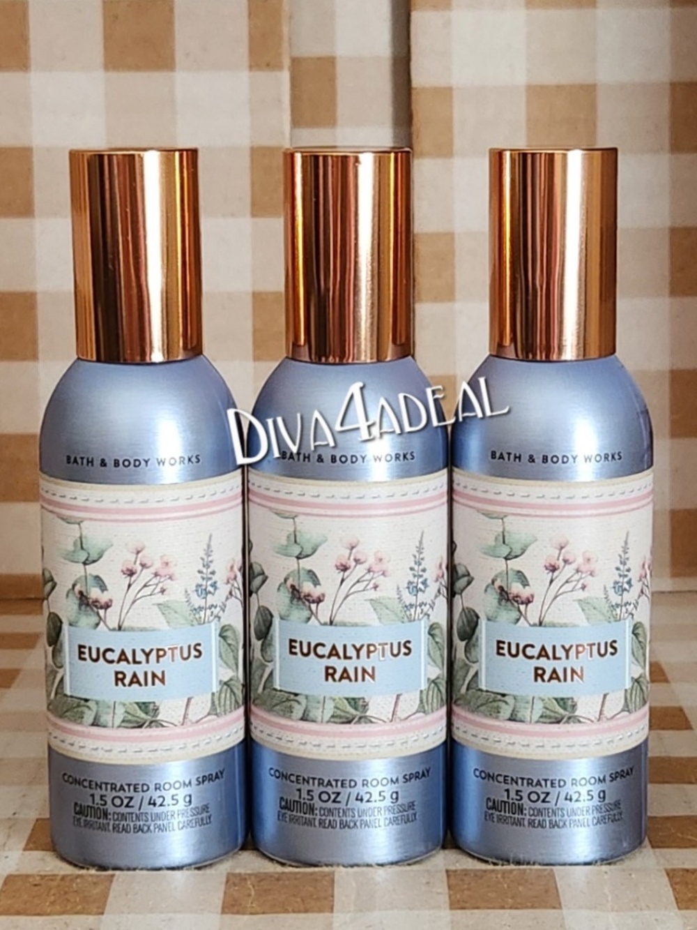 3X Bath & Body Works EUCALYPTUS RAIN Concentrated Room Spray Bundle